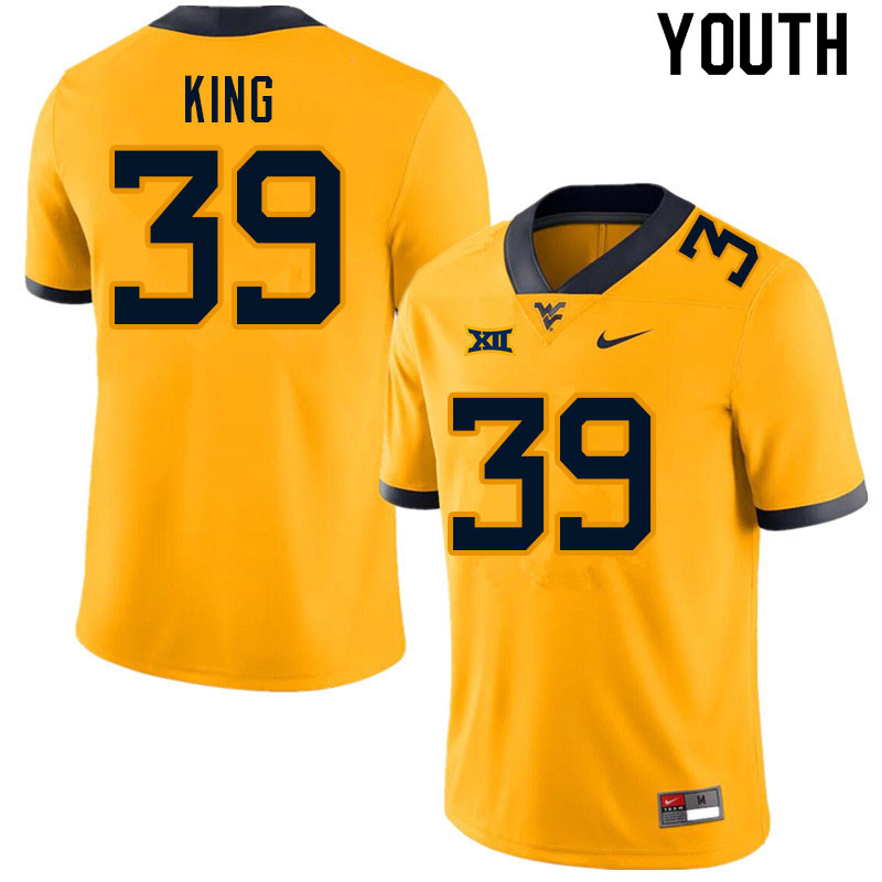 Youth #39 Danny King West Virginia Mountaineers College Football Jerseys Sale-Gold - Click Image to Close